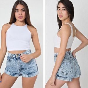 American Apparel High waisted acid wash Jean shorts